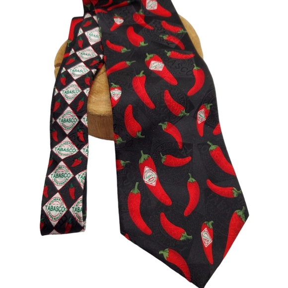 Vintage Tabasco Chili Pepper Logo Silk Tie Necktie 90s foodie - Picture 2 of 5